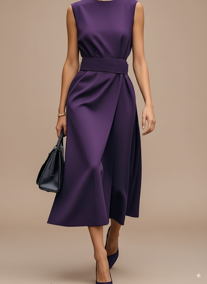 Round Neck Sleeveless Midi Sheath Dress