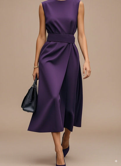 Round Neck Sleeveless Midi Sheath Dress