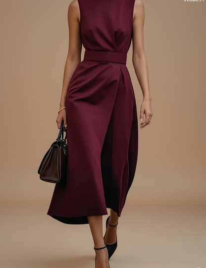 Round Neck Sleeveless Midi Sheath Dress